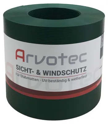 Produktbild von Arvotec Sichtschutzstreifen | 25m Rolle, Rillen-Optik Grün | besonders Stark mit 1,1 mm, keine Klemmschienen nötig | UV- und witterungsbeständig