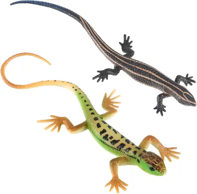 Imagen del producto de Juguetes de lagartos, 2 modelos de plástico de colores, realistas, para niños