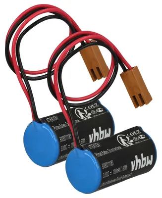 Produktbild von vhbw 2x Batterie kompatibel mit Fanuc Server Unit 90-10 CNC System Amplifier Industrieroboter (1200 mAh, 3 V, Li-MnO2)