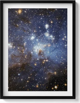 Produktbild von Himmel und Sterne Kosmos– Wandbild mit Rahmen – Gerahmtes Bild  – Wanddekoration – 60x80 cm –  Schwarz Rahmen