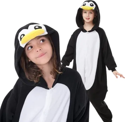 Produktbild von Pyjama Onesie Kigurumi Kostüm für Kinder Pinguin 110