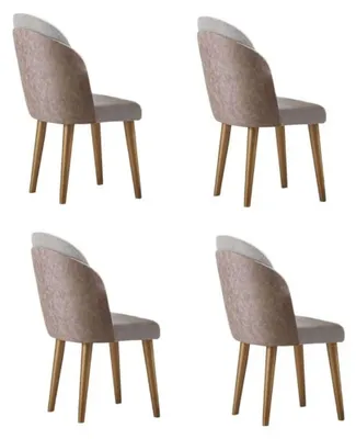 Image de Ensemble de chaises de salle à manger, style moderne, beige, design élégant, structure en bois