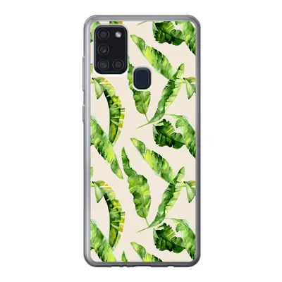 Produktbild von MuchoWow® Handyhülle Schutzhülle Hülle für Samsung Galaxy A21s Blatt - Tropisch - Muster Silikon Softcase Handy Hülle - Hartschale