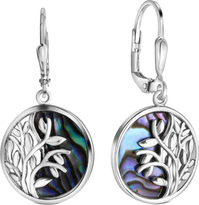 Produktbild von V Ohrhänger 925/- Sterling Silber 3,3cm weiß Abalone bunt 279230019
