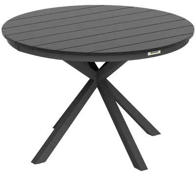 Produktbild von Runder Gartentisch Ø 118 cm mit Aluminiumrahmen für Balkon, Veranda, Terrasse, schwarz