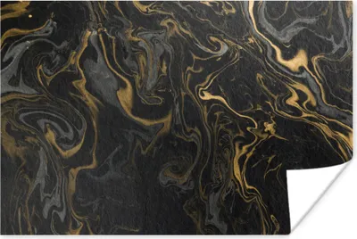Produktbild von MuchoWow® Poster Marmor - Textur - Grau - Gold - Marmoroptik - Luxus 120x80 cm - Bilder