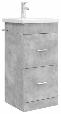 Image de Armoire de salle de bain avec lavabo vidaXL, gris béton, 42 x 40 x 84,5 cm