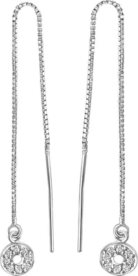 Produktbild von V Durchzieh-Ohrringe 925/- Sterling Silber 10,5cm weiß Zirkonia weiß 301230085