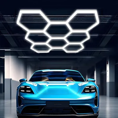 Produktbild von 8 Packs Hexagon LED Deckenleuchte, 280W LED Wabenleuchte, 6500K, geeignet DIY für Garagen, Fitnessstudios, Salons, Studios und Autowerkstatt