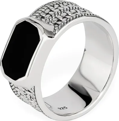 Produktbild von NKlaus 60mm Herrenring echt Onyx schwarz Solitär 925 Silber massiv Vintage Fingerring 14212