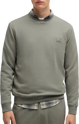 Produktbild von Grüner Pullover für Herren - Langarm, Rundhals, mit Applikation