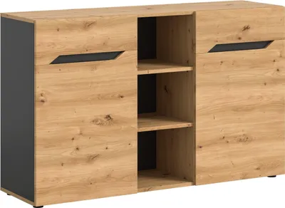Produktbild von Sideboard >Caserta< in Basalt Grau / Artisan Eiche - 130x81x37cm (BxHxT)