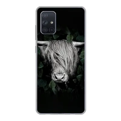 Produktbild von MuchoWow® Handyhülle Schutzhülle Hülle für Samsung Galaxy A51 5G Schottischer Highlander - Blätter - Porträt Silikon Softcase Handy Hülle - Abbildung