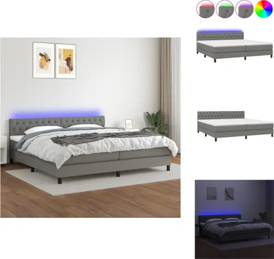 Produktbild von vidaXL Boxspringbett mit Matratze & LED Dunkelgrau 200x200 cm Stoff -  Betten & Bettgestelle