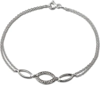 Produktbild von SilberDream Damen-Armband oval Sterling Silber glitzer 19cm weiß SDA425W