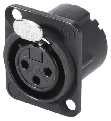 Produktbild von NEUTRIK® XLR, 3-pol , Metall-, Löttechnik-Einbaubuchse, vergoldete(r) Kontakt(e), Type D, schwarz verchromt
