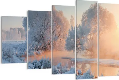 Produktbild von Bild auf Leinwand - Leinwandbild - Winter Schnee Fluss - 150x100cm - Wand Bild - Wanddeko - Leinwanddruck - Bilder - Kunstdruck - Wanddekoration - Leinwand bilder - Wandkunst - EG150x100-4108