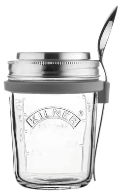 Productafbeelding van Kilner To Go ontbijtbeker, 0,35 liter, beker met brede opening, roestvrijstalen deksel