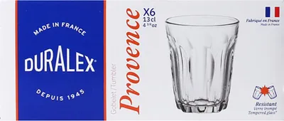 Image de Duralex Provence Tasse d'eau 130ml, sans la marque de remplissage, 6 verres