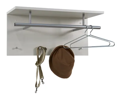 Productafbeelding van FMD Möbel SPOT wandgarderobe met kledingstang en 4 haken, wit, 441-001