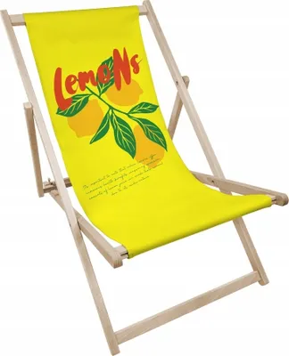 Produktbild von Liegestuhl klappbar aus Holz mit Zitronen-Motiv – Klappstuhl Klappliege Sonnenstuhl Strandstuhl Gartenliege