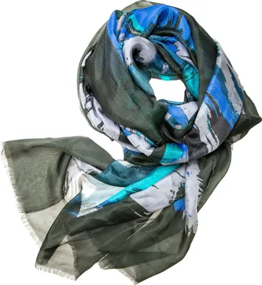Produktbild von AHMADDY Seidenschal Halstuch olive grün Seide 180x110 cm