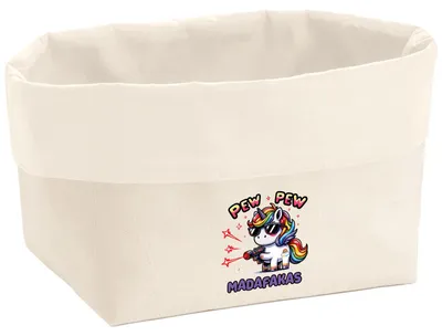 Produktbild von Huuraa Organizer Pew Pew cooles Einhorn 3 Liter Medium Canvas Baumwolle Utensilo Geschenkidee
