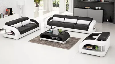 Produktbild von Ledersofa Sofagarnitur 3+2+1 Sitzer  +  Couchtisch Ledersofa Modernes Sofa