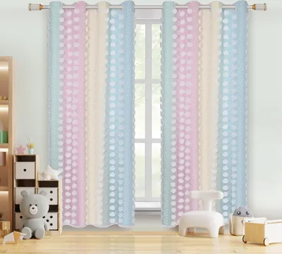 Produktbild von Kinderzimmer Gardinen Mädchen - Ösenvorhang 1er Set H 243 x B 132 cm Kinderzimmer Vorhang Sterne Doppellagige Verdunklungsvorhänge mit Voile, Macaron-Blau