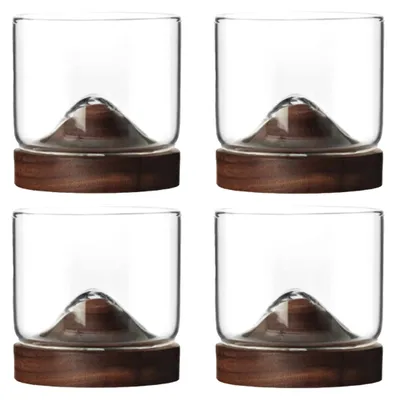 Image de Ensemble de 2 verres à whisky avec sous-verres en bois