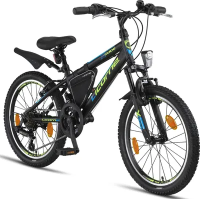 Produktbild von Licorne Bike Guide Premium Mountainbike Shimano,Zoll:20;Farbe:Schwarz/Blau/Lime