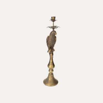 Immagine prodotto di KEYHOMESTORE | Candelabro Pappagallo in Metallo Oro H.50 cm