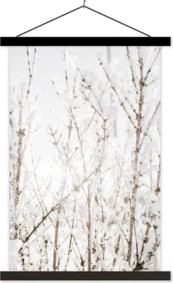 Produktbild von MuchoWow® Textilposter Schnee - Winter - Natur 60x90 cm mit schwarzem Rahmen - Poster Wohnzimmer