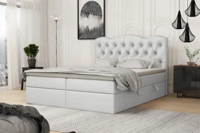 Produktbild von Boxspringbett Schlafzimmerbett LODOS 200x200cm Kunstleder Soft Weiss