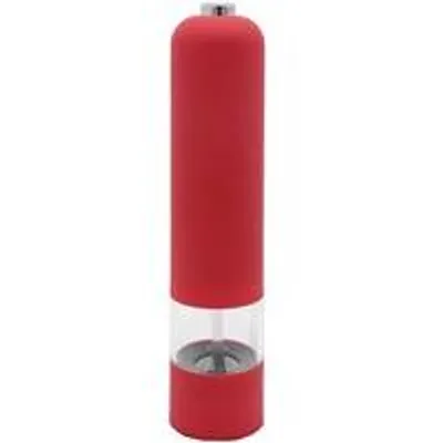 Obrázek produktu pro Elektrický mlýnek na bylinky a sůl s nádobkou, napájený bateriemi, s osvětlením a nastavitelnou hrubostí, 1 kus (červený).