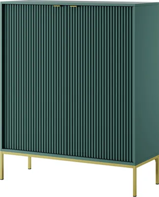 Produktbild von Furniture24 Schrank Nova NVK104 Highboard Kommode 2 Türiger Wohnzimerschrank Labrador/Goldene Beine und Griffe