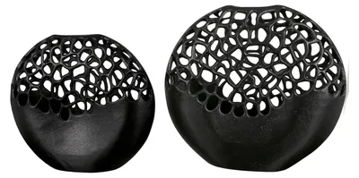 Productafbeelding van Gilde vaas, "Osaka", aluminium, zwart, verpakkingseenheid 1, lengte 10 cm, breedte 34 cm, hoogte 32 cm. Artikelnummer: 43490, EAN: 4001250434900