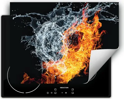 Produktbild von DarHaus Herdabdeckplatte 70x52 cm Anti Rutsch Matte Aufrollbar, Wasser - Feuer