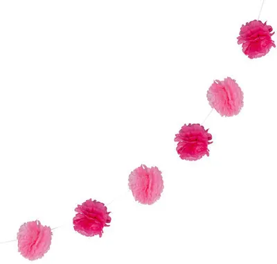 Produktbild von 6x Pompon-Girlande aus Papier rosa 2.5m