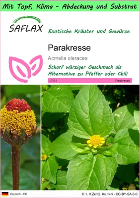 Produktbild von SAFLAX Garden to go - Parakresse - Acmella oleracea - 500 Samen - Mit Topf, Klima - Deckel und Anzuchtsubstrat