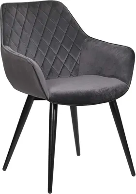 Produktbild von WOLTU Esszimmerstühle 1 x Küchenstuhl Wohnzimmerstuhl Polsterstuhl mit Armlehnen Design Stuhl Samt Metall, Dunkelgrau