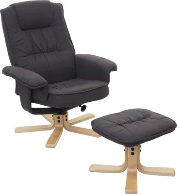 Immagine prodotto di M56 reclinabile, poltrona TV Poltrona TV con sgabello, tessuto/tessuto, certificato FSC® ~ grigio scuro