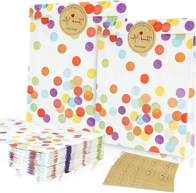 Produktbild von Geschenkzettel für Kindergeburtstag (50 Stück) mit Aufklebern - Feierliche Geschenkzettel für Kindergeburtstag und Hochzeit - Set aus 50 Stücken