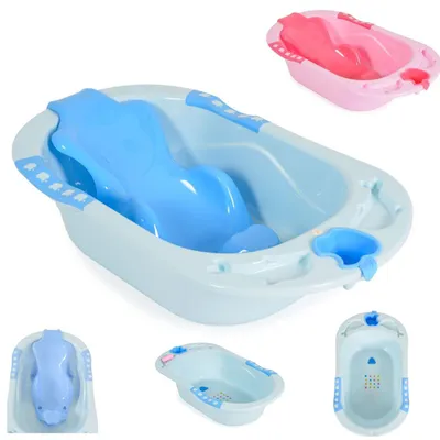 Produktbild von Cangaroo Babybadewanne Larissa 89 cm, herausnehmbarer Badesitz, Wasserablauf blau