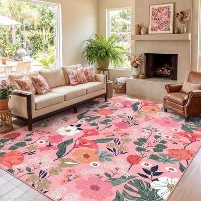 Produktbild von Großer Rosa Teppich für Wohnzimmer 63 x 230 cm
