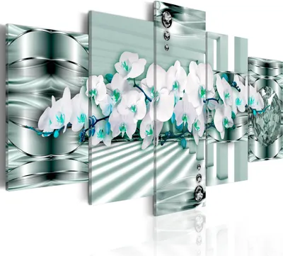 Produktbild von Leinwandbilder 200x100 cm b-A-0221-b-o Vlies Leinwandbild 5 tlg Kunstdruck modern Wandbilder XXL Wanddekoration Design Wand Bild ABSTRAKT BLUMEN ORCHIDEE