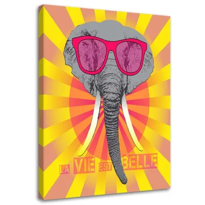 Produktbild von Leinwandbild elefant mit brille 40x60 cm Feeby orange wandbild bereit zum aufhängen