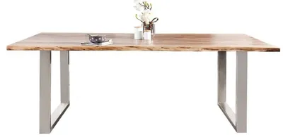 Image de Casa Padrino Designer Table à manger en bois massif Naturel - Acacia - 200 x 100 x H.80 cm - Fabriquée en bois d'acacia massif