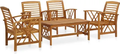 Produktbild von 5-tlg. Garten-Lounge-Set Massivholz Akazie