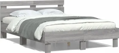 Produktbild von vidaXL Bettgestell mit Kopfteil Grau Sonoma 120x200 cm Holzwerkstoff